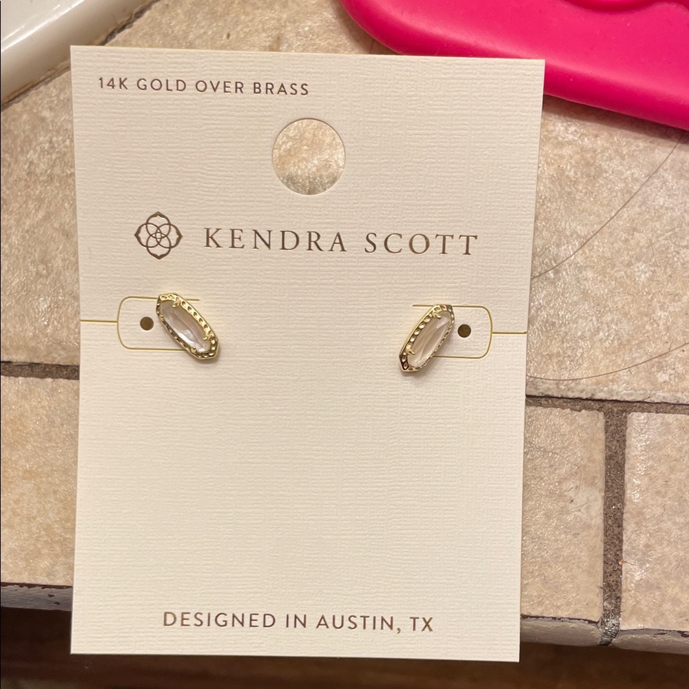 Kendra Scott Gold and White Oval Stud Earrings
